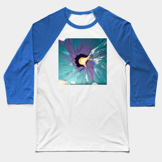 Amethyst and Blue Topaz Floral Baseball T-Shirt by Sasa-paints